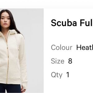 lululemon athletica Scuba Full-Zip Hoodie in Cream